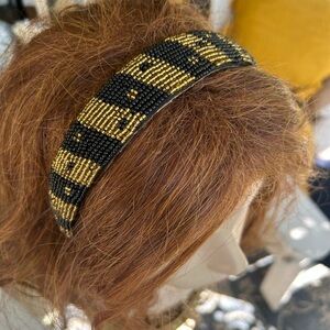 Black and Gold Beaded Headband
